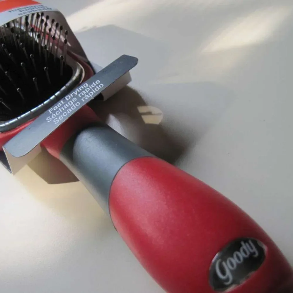 Goody So Sleek Finishing Hair Brush Stiff Metal Bristles Wire Cushion Fast Dry